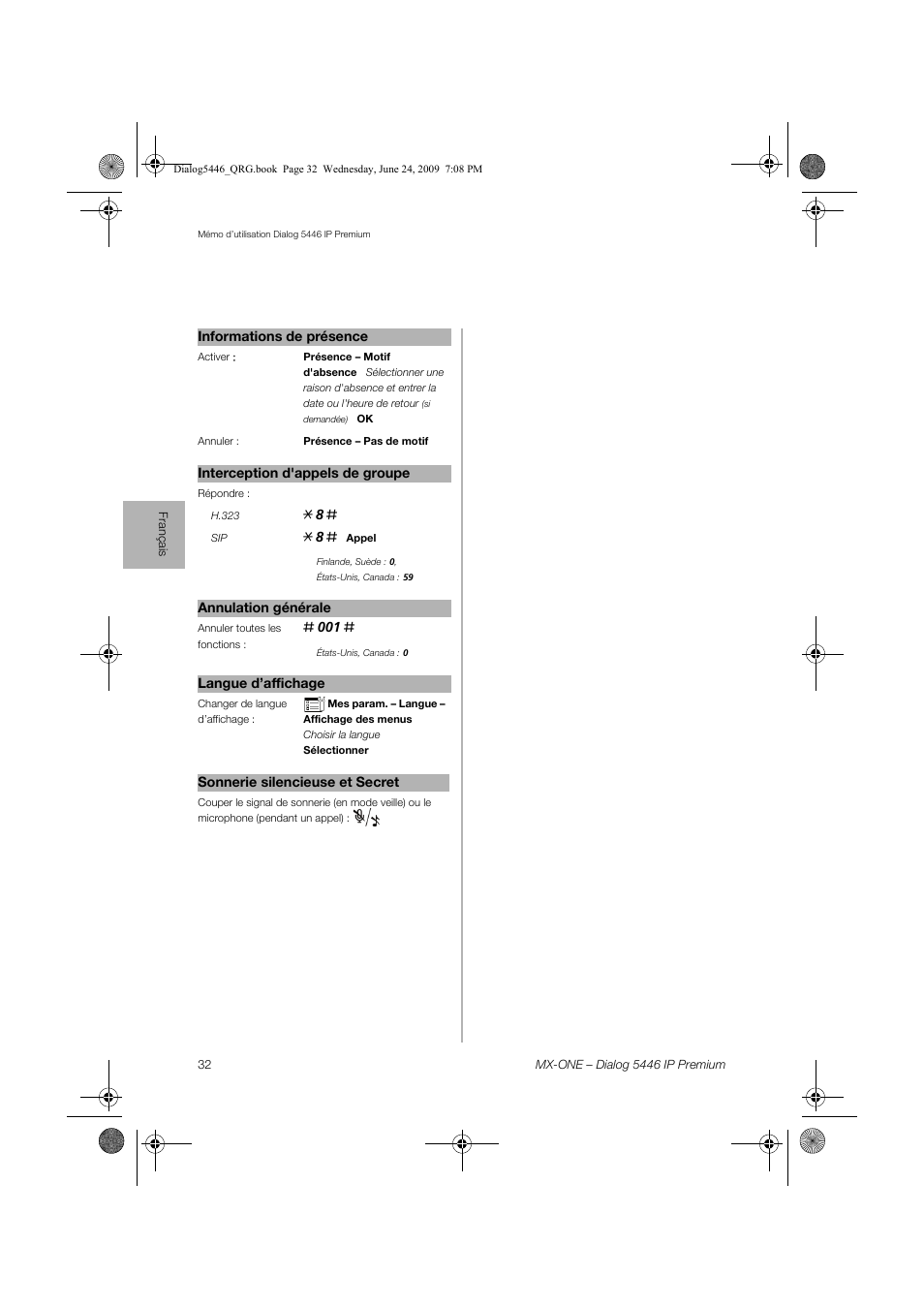 AASTRA 7446ip (5446ip) for MX-ONE Quick Reference Guide User Manual | Page 32 / 80