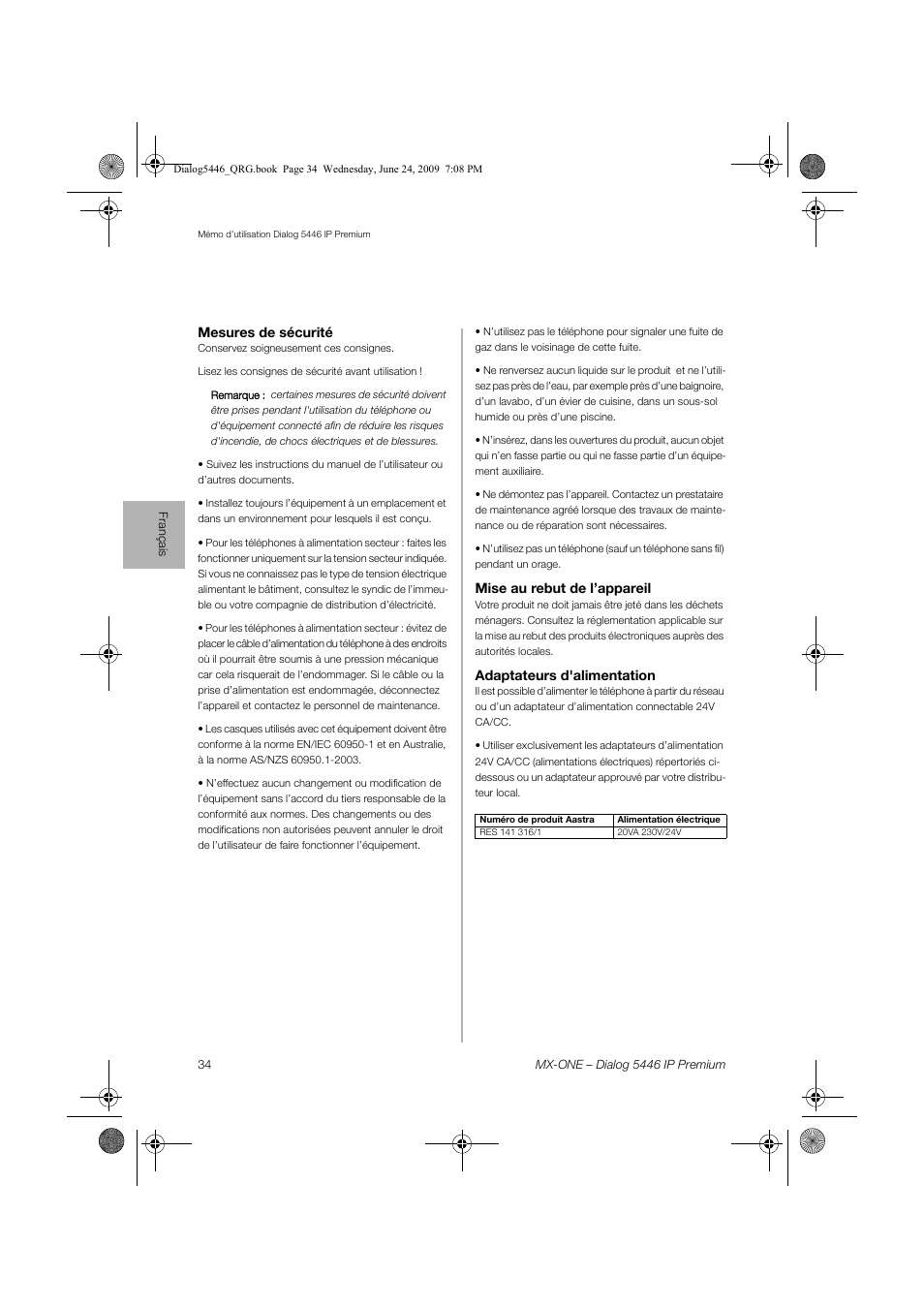 AASTRA 7446ip (5446ip) for MX-ONE Quick Reference Guide User Manual | Page 34 / 80