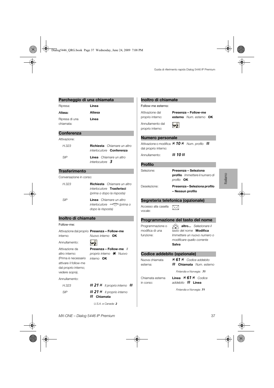 AASTRA 7446ip (5446ip) for MX-ONE Quick Reference Guide User Manual | Page 37 / 80