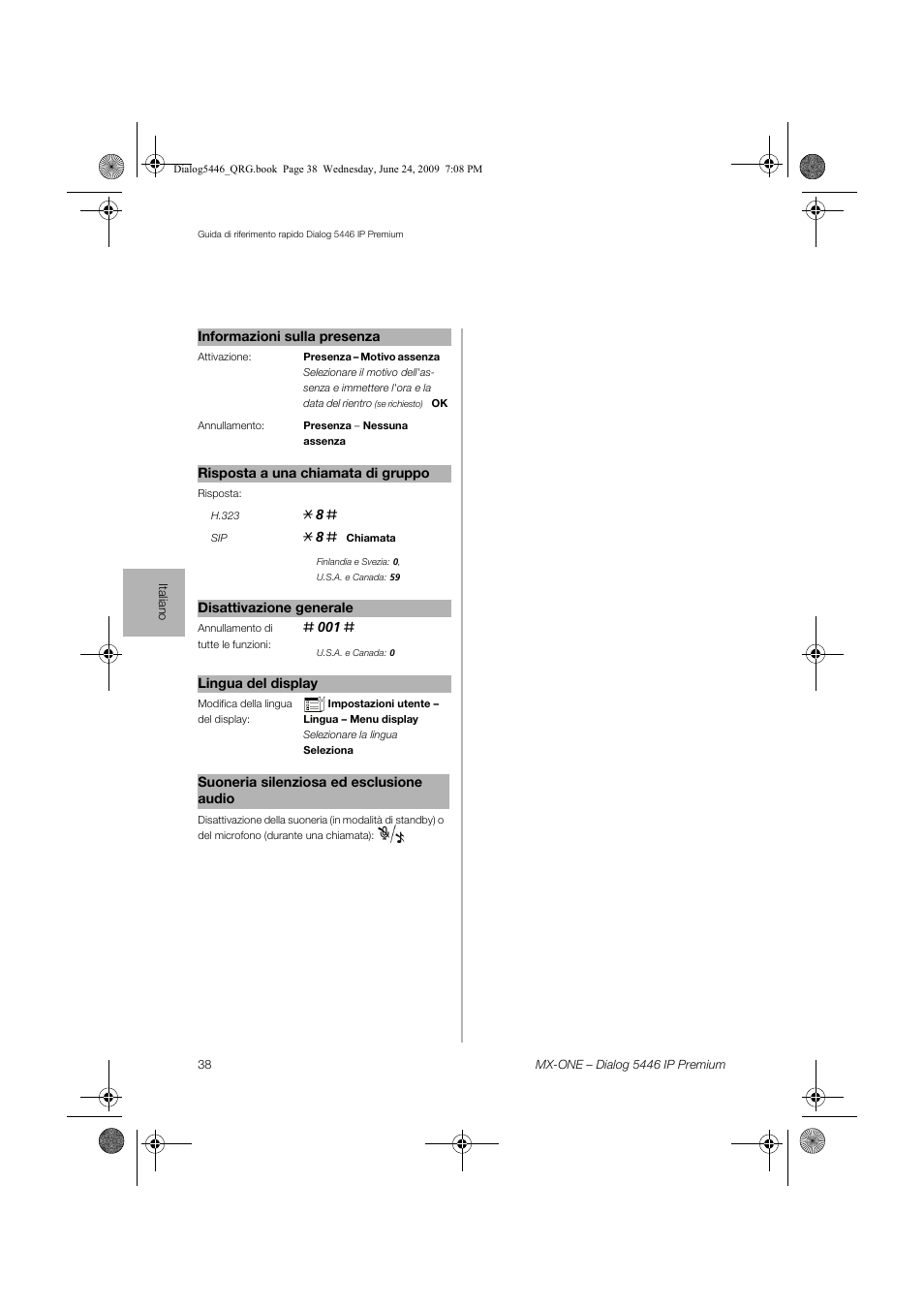 AASTRA 7446ip (5446ip) for MX-ONE Quick Reference Guide User Manual | Page 38 / 80