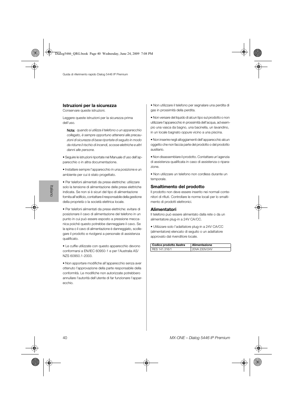 AASTRA 7446ip (5446ip) for MX-ONE Quick Reference Guide User Manual | Page 40 / 80