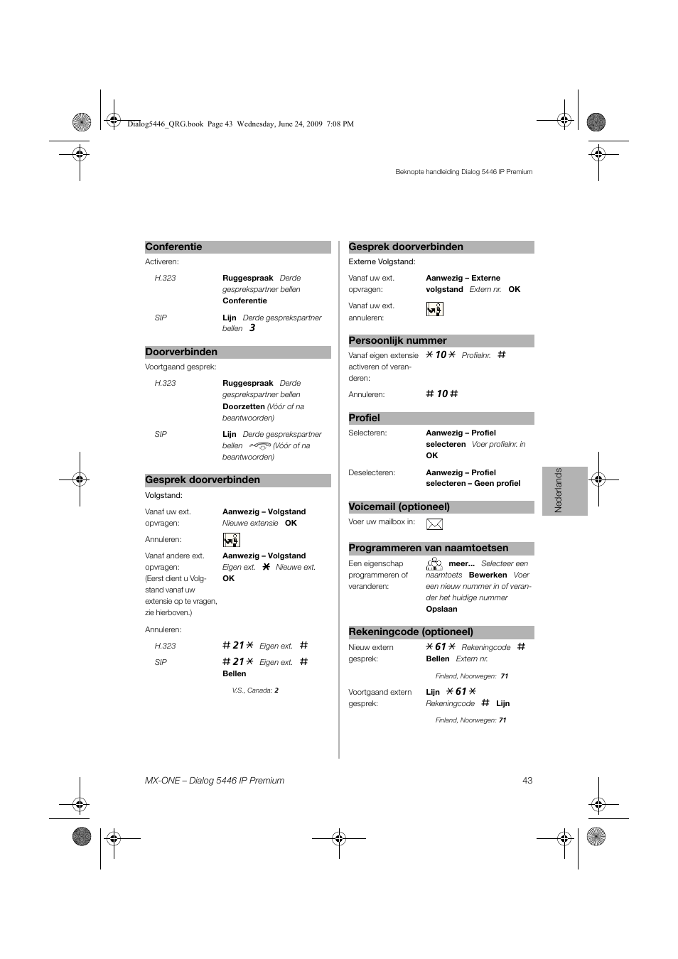 AASTRA 7446ip (5446ip) for MX-ONE Quick Reference Guide User Manual | Page 43 / 80