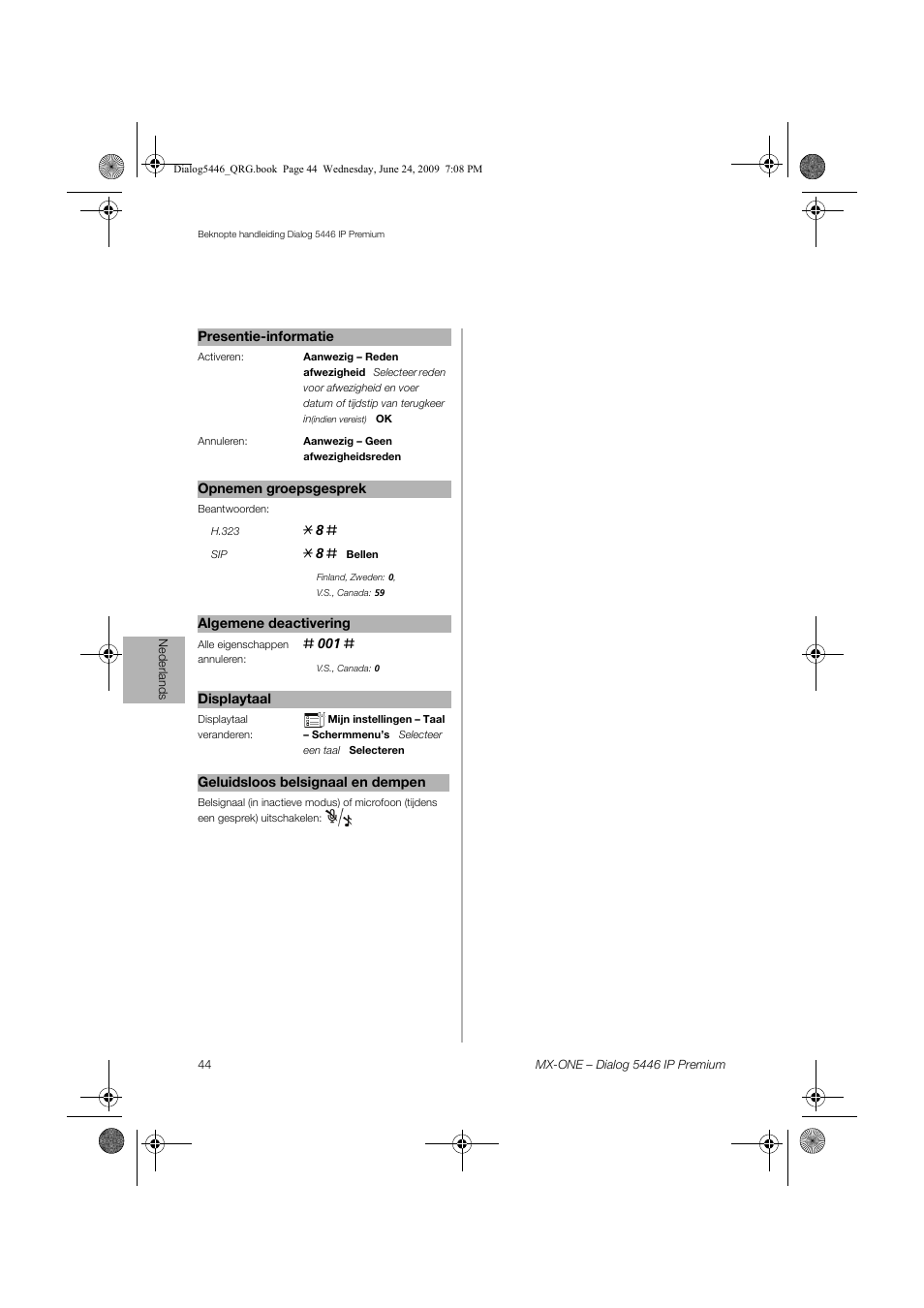 AASTRA 7446ip (5446ip) for MX-ONE Quick Reference Guide User Manual | Page 44 / 80