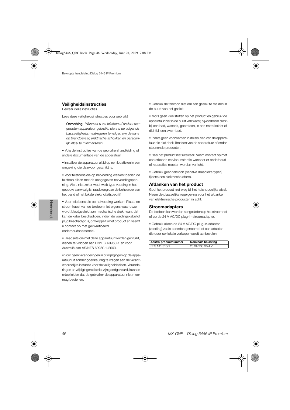 AASTRA 7446ip (5446ip) for MX-ONE Quick Reference Guide User Manual | Page 46 / 80