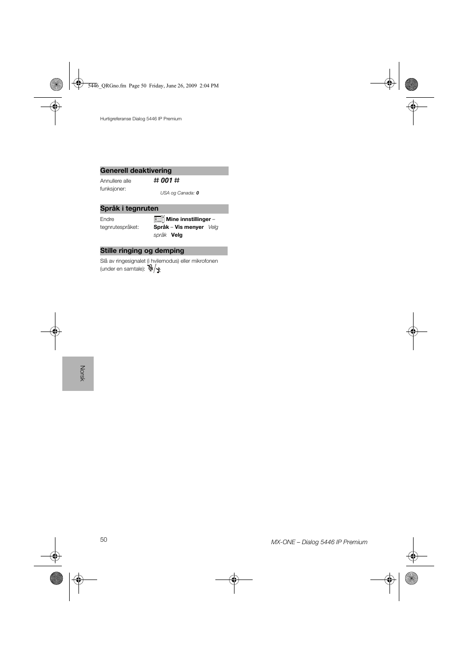 AASTRA 7446ip (5446ip) for MX-ONE Quick Reference Guide User Manual | Page 50 / 80