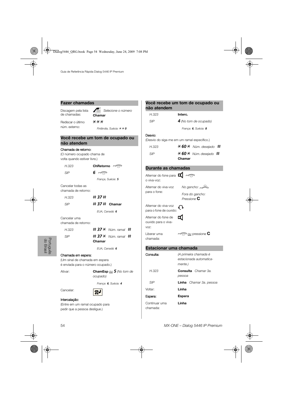 AASTRA 7446ip (5446ip) for MX-ONE Quick Reference Guide User Manual | Page 54 / 80