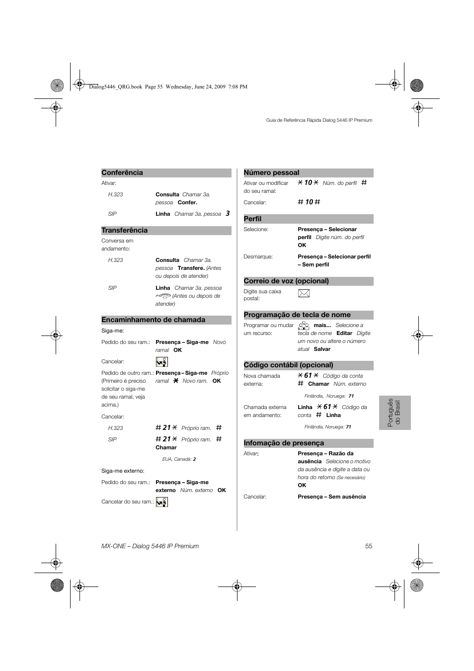 AASTRA 7446ip (5446ip) for MX-ONE Quick Reference Guide User Manual | Page 55 / 80