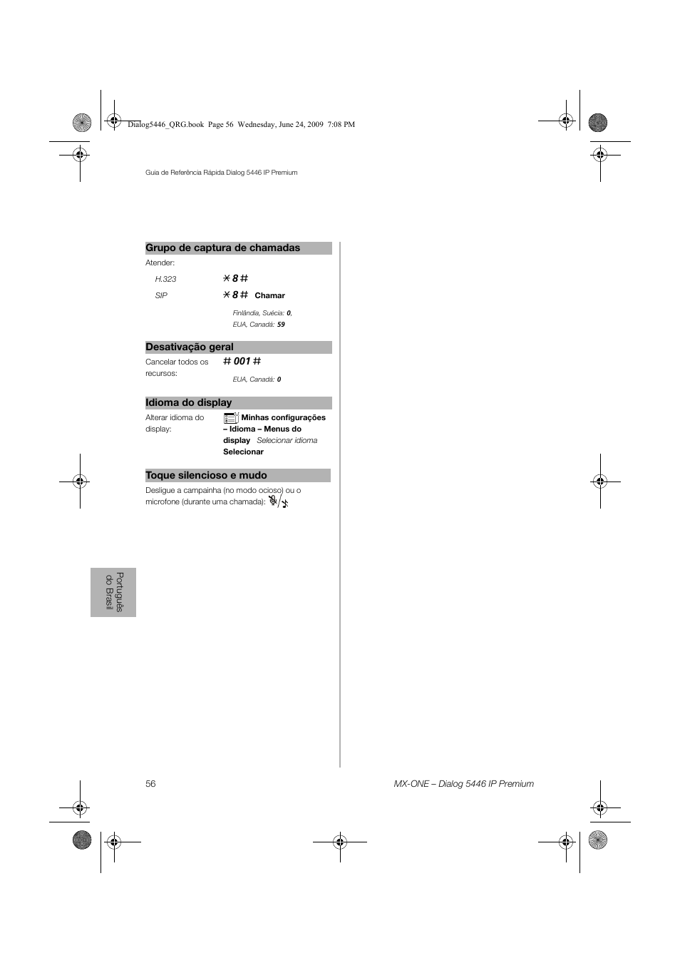 AASTRA 7446ip (5446ip) for MX-ONE Quick Reference Guide User Manual | Page 56 / 80