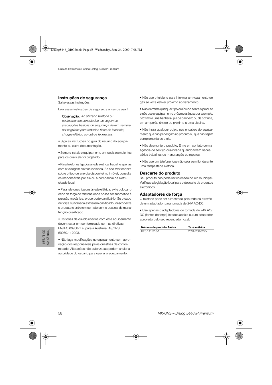 AASTRA 7446ip (5446ip) for MX-ONE Quick Reference Guide User Manual | Page 58 / 80