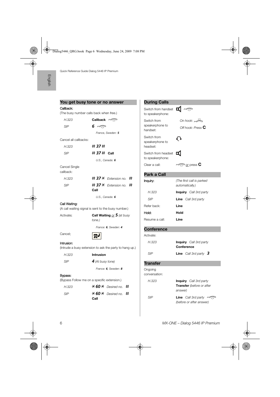 AASTRA 7446ip (5446ip) for MX-ONE Quick Reference Guide User Manual | Page 6 / 80