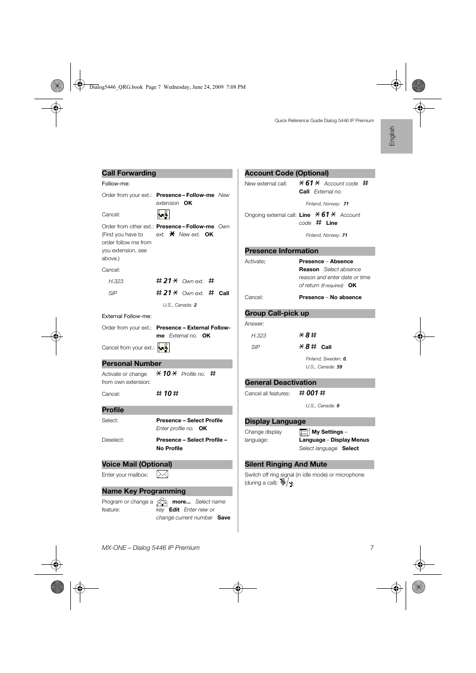 AASTRA 7446ip (5446ip) for MX-ONE Quick Reference Guide User Manual | Page 7 / 80