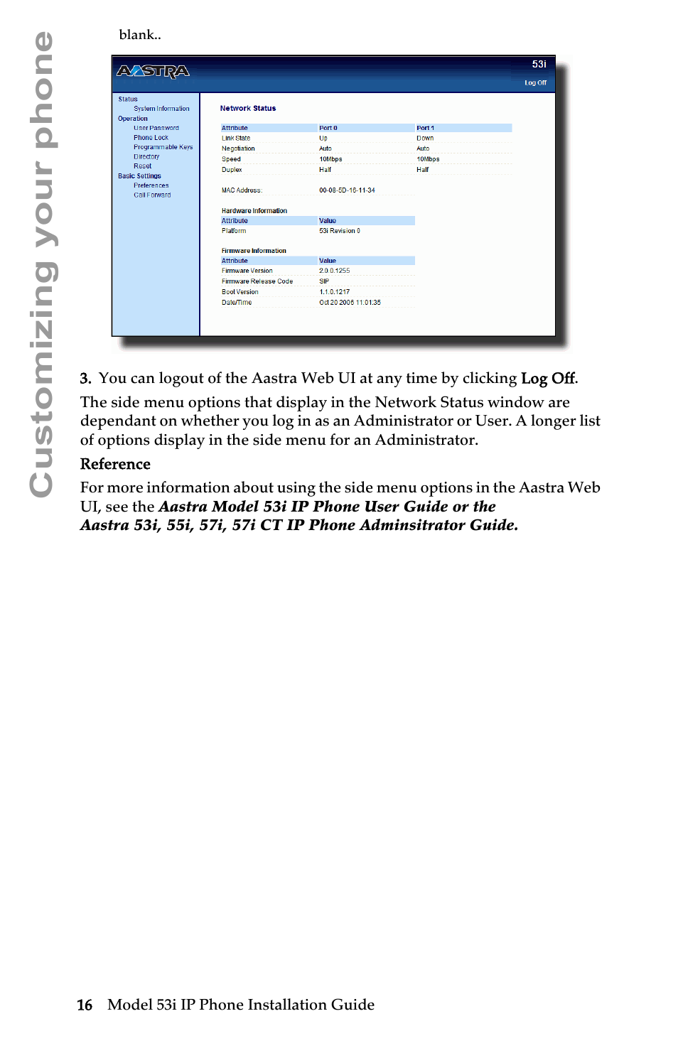 Customizing your phone | AASTRA 6753i Installation Guide EN User Manual | Page 22 / 42