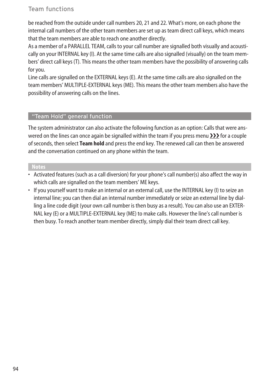 Team hold” general function | AASTRA 600c_d for OpenCom 1000 User Guide EN User Manual | Page 100 / 132