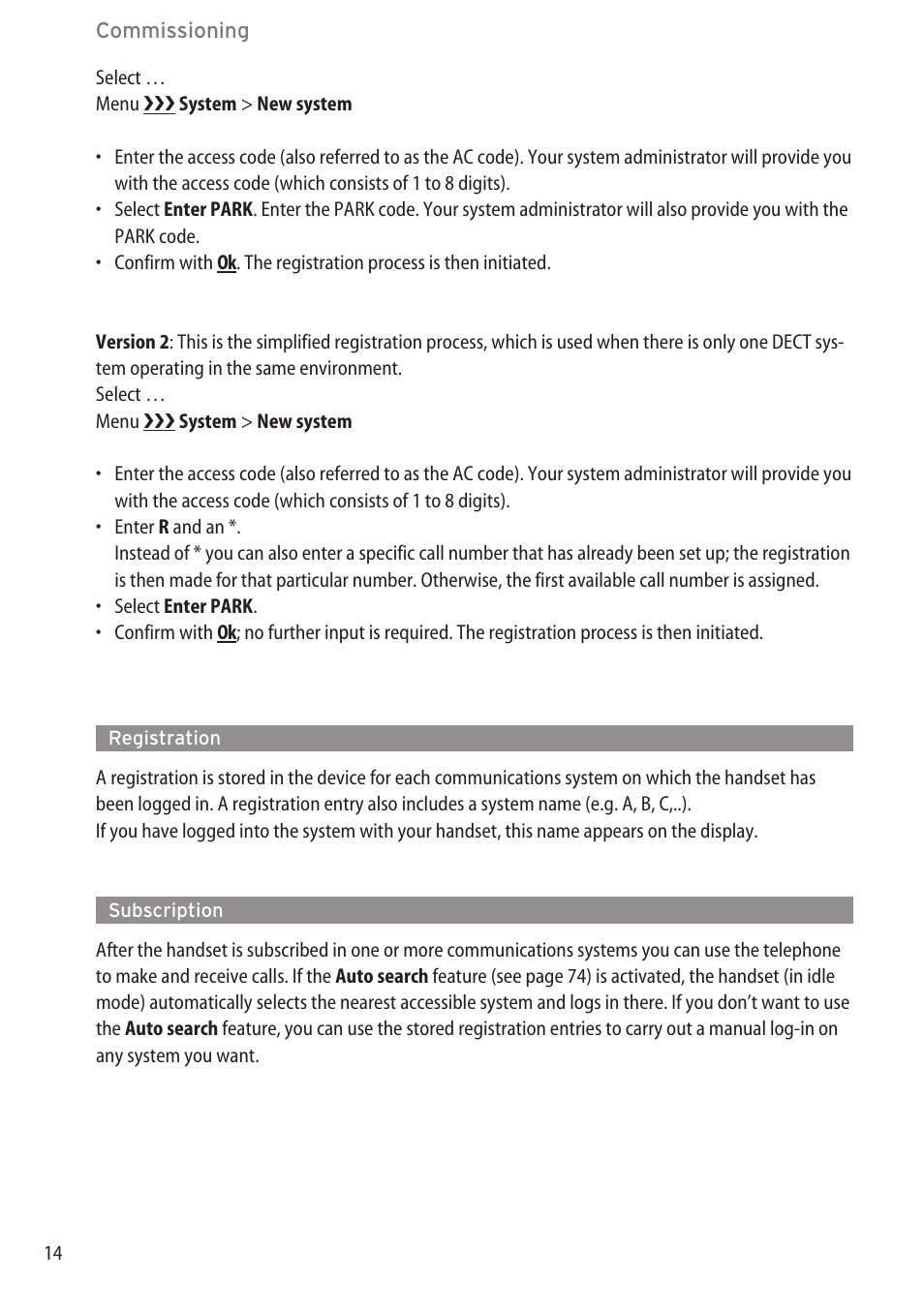 Registration, Subscription | AASTRA 600c_d for OpenCom 1000 User Guide EN User Manual | Page 20 / 132