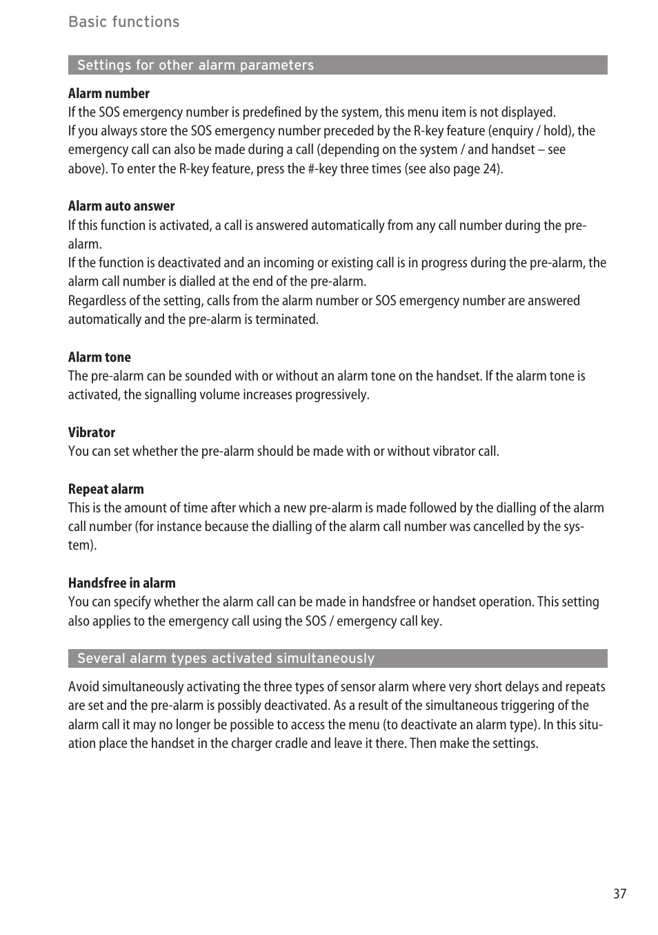 Settings for other alarm parameters, Several alarm types activated simultaneously | AASTRA 600c_d for OpenCom 1000 User Guide EN User Manual | Page 43 / 132