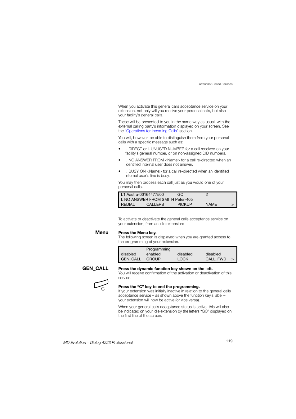 AASTRA 4223 Professional for MD Evolution User Guide User Manual | Page 119 / 165