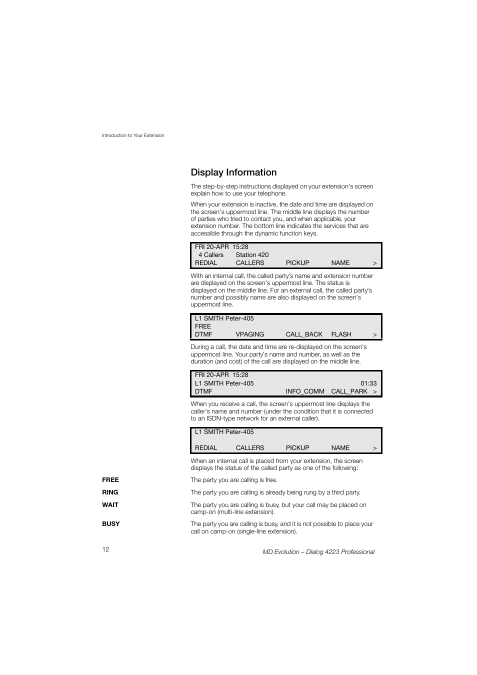 Display information, Also the, Section | Sect | AASTRA 4223 Professional for MD Evolution User Guide User Manual | Page 12 / 165