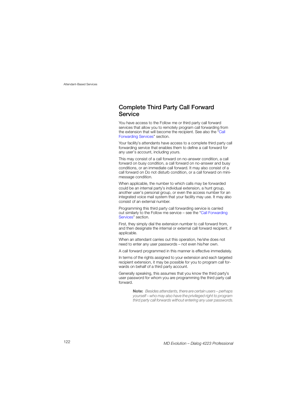Complete third party call forward service | AASTRA 4223 Professional for MD Evolution User Guide User Manual | Page 122 / 165