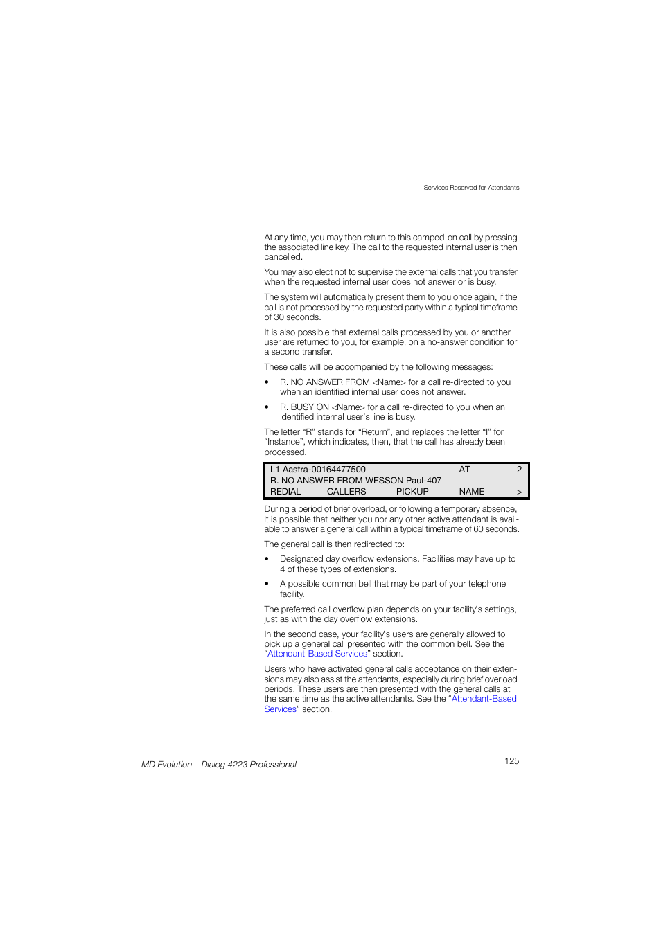 AASTRA 4223 Professional for MD Evolution User Guide User Manual | Page 125 / 165