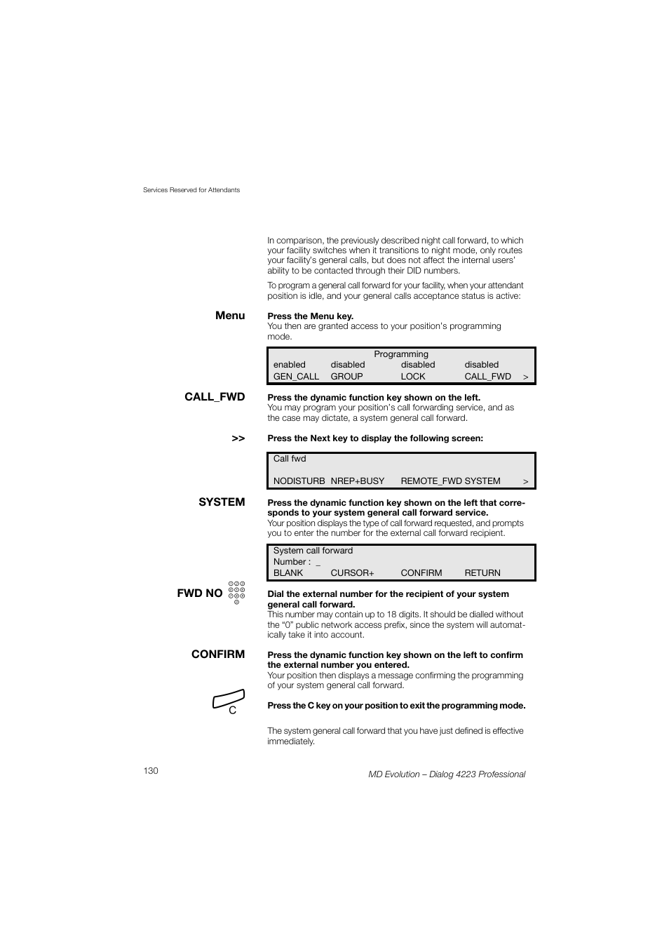 AASTRA 4223 Professional for MD Evolution User Guide User Manual | Page 130 / 165