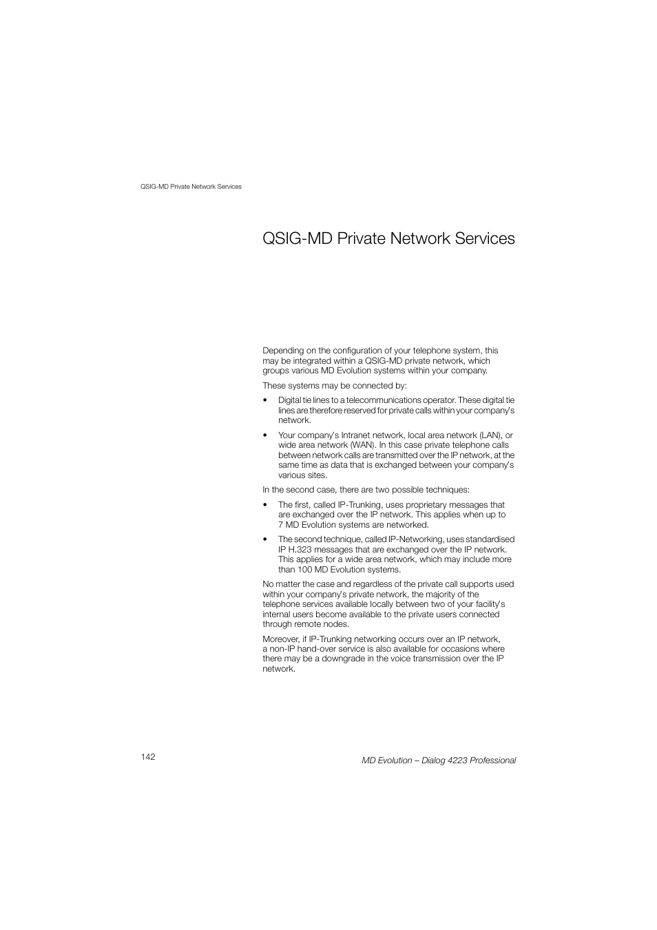 Qsig-md private network services | AASTRA 4223 Professional for MD Evolution User Guide User Manual | Page 142 / 165