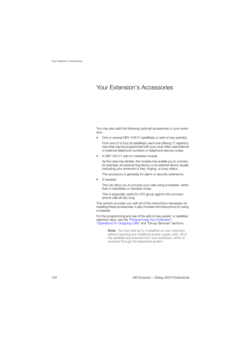 Your extension’s accessories, Your extension’s, Accessories | AASTRA 4223 Professional for MD Evolution User Guide User Manual | Page 151 / 165