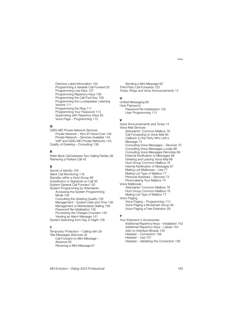 AASTRA 4223 Professional for MD Evolution User Guide User Manual | Page 162 / 165