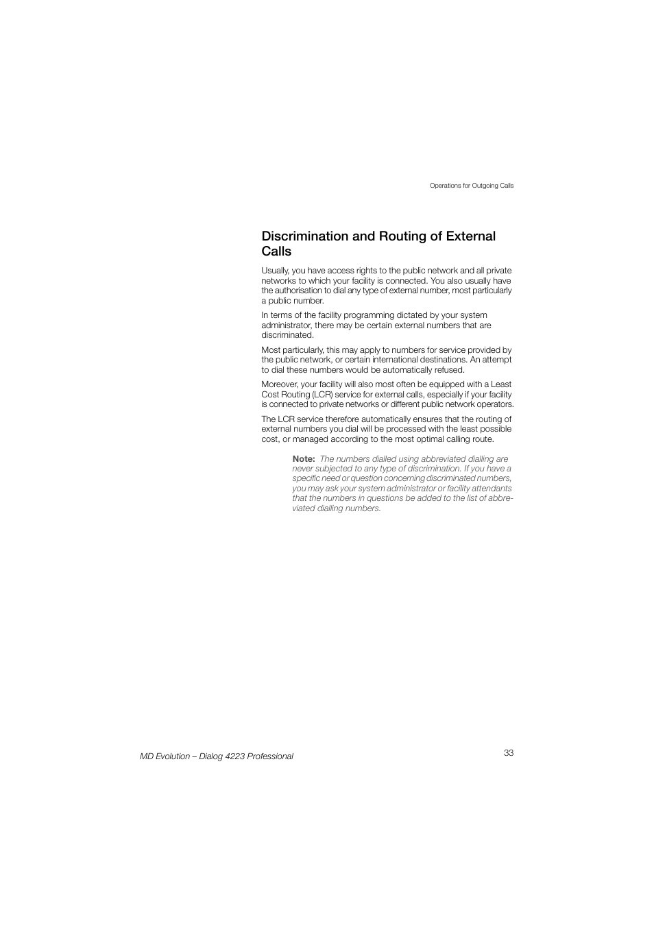 Discrimination and routing of external calls | AASTRA 4223 Professional for MD Evolution User Guide User Manual | Page 33 / 165
