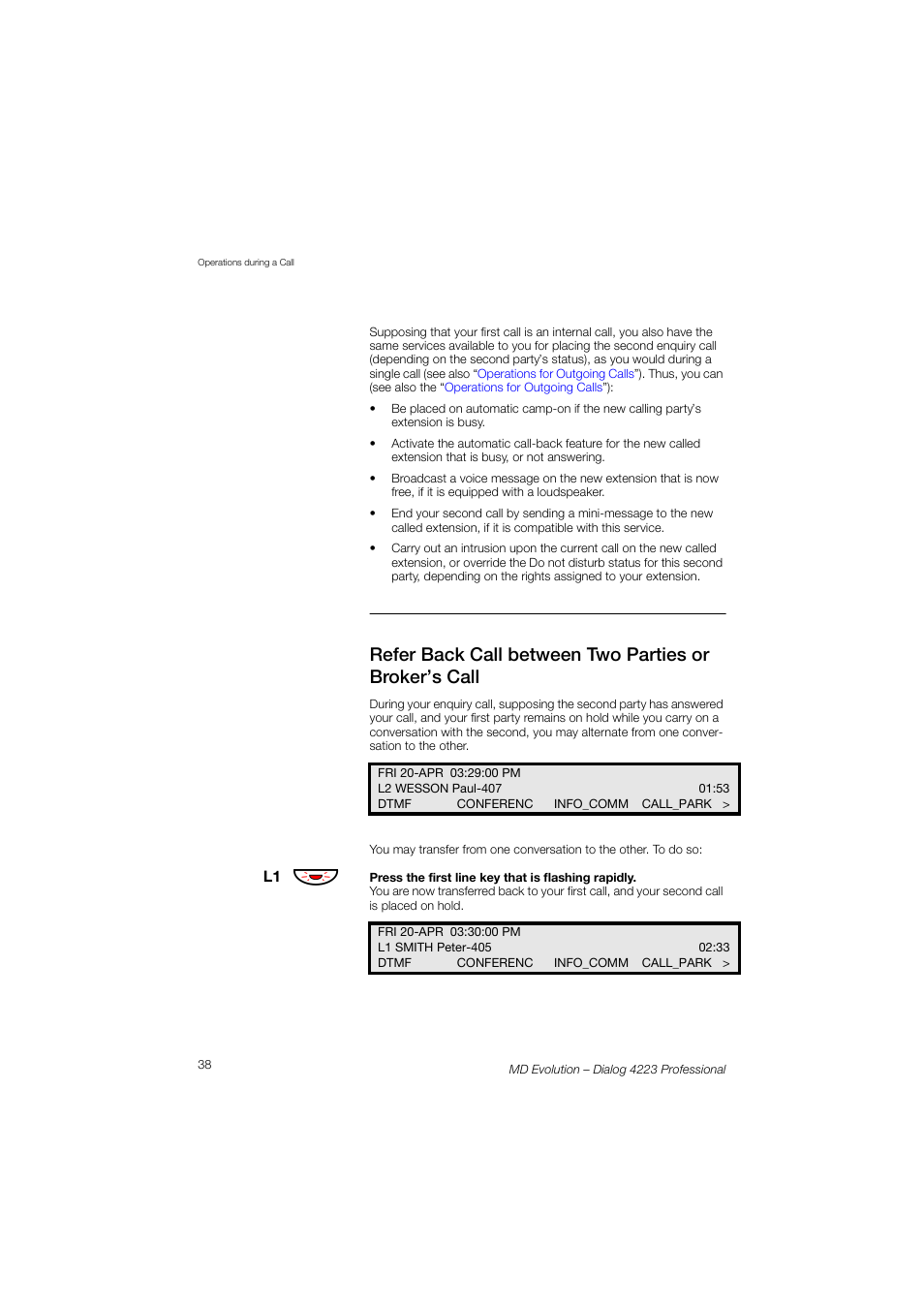 AASTRA 4223 Professional for MD Evolution User Guide User Manual | Page 38 / 165