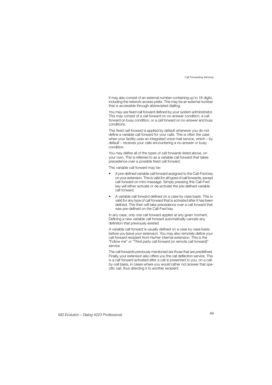 AASTRA 4223 Professional for MD Evolution User Guide User Manual | Page 49 / 165