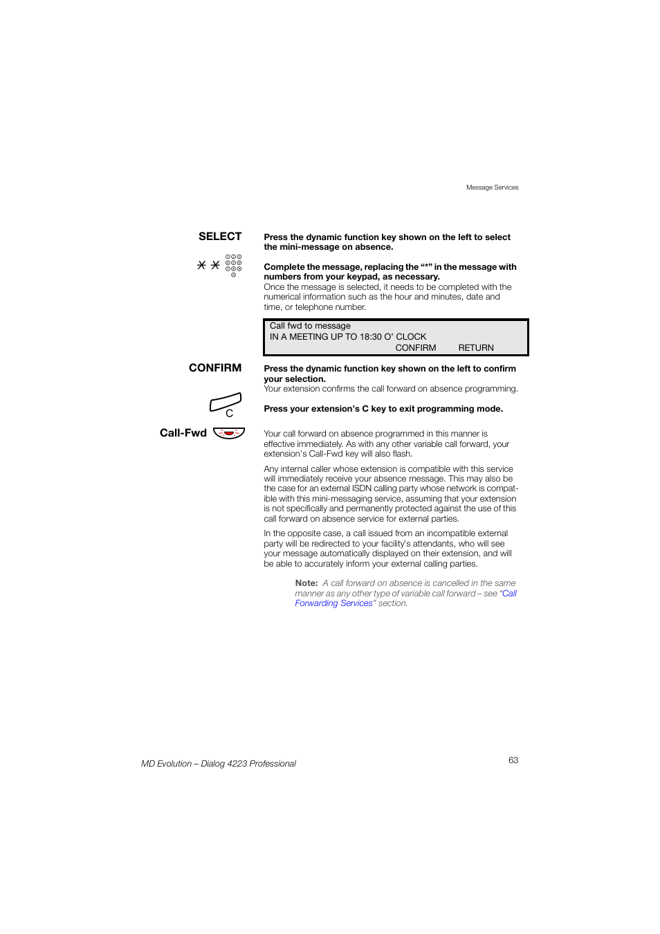 AASTRA 4223 Professional for MD Evolution User Guide User Manual | Page 63 / 165