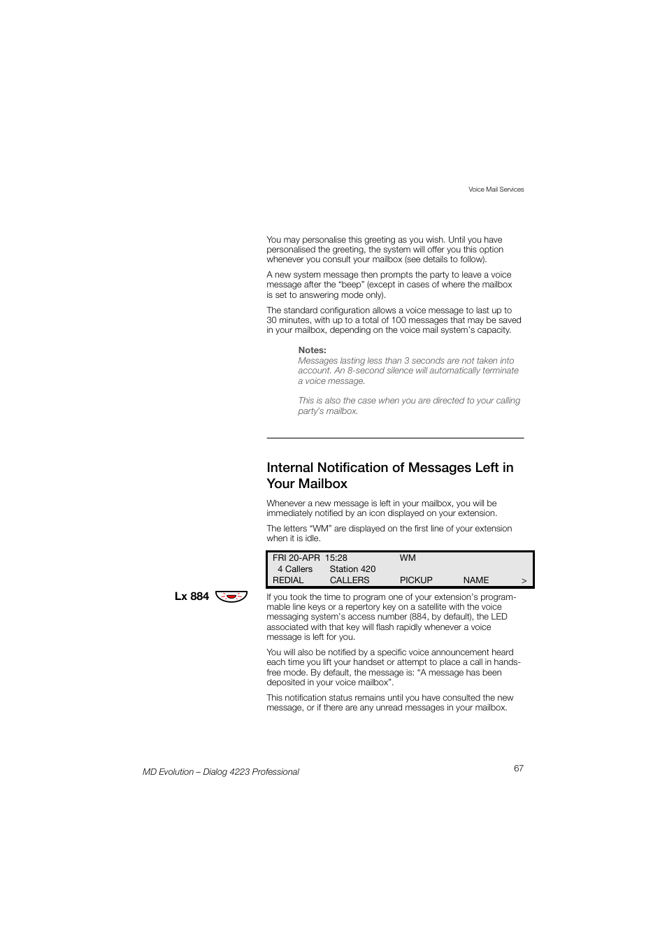 AASTRA 4223 Professional for MD Evolution User Guide User Manual | Page 67 / 165