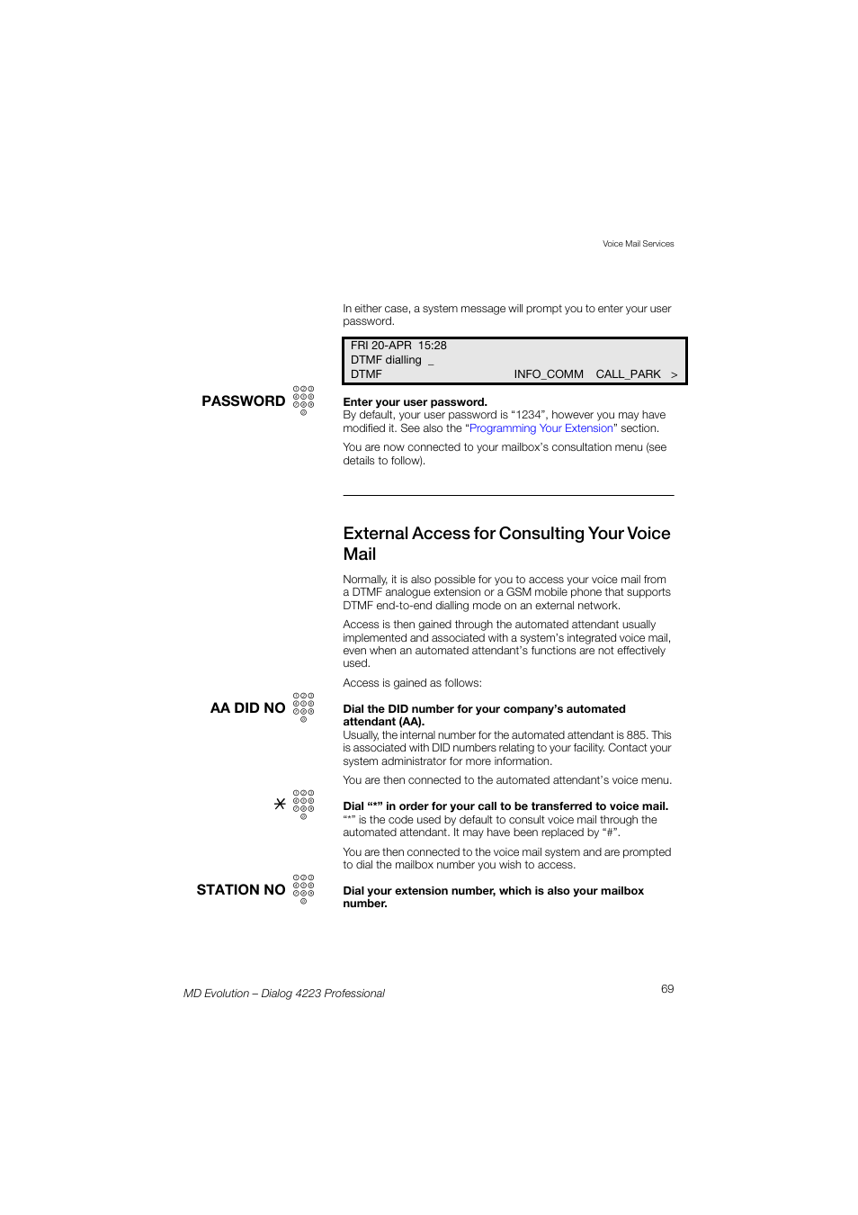 AASTRA 4223 Professional for MD Evolution User Guide User Manual | Page 69 / 165