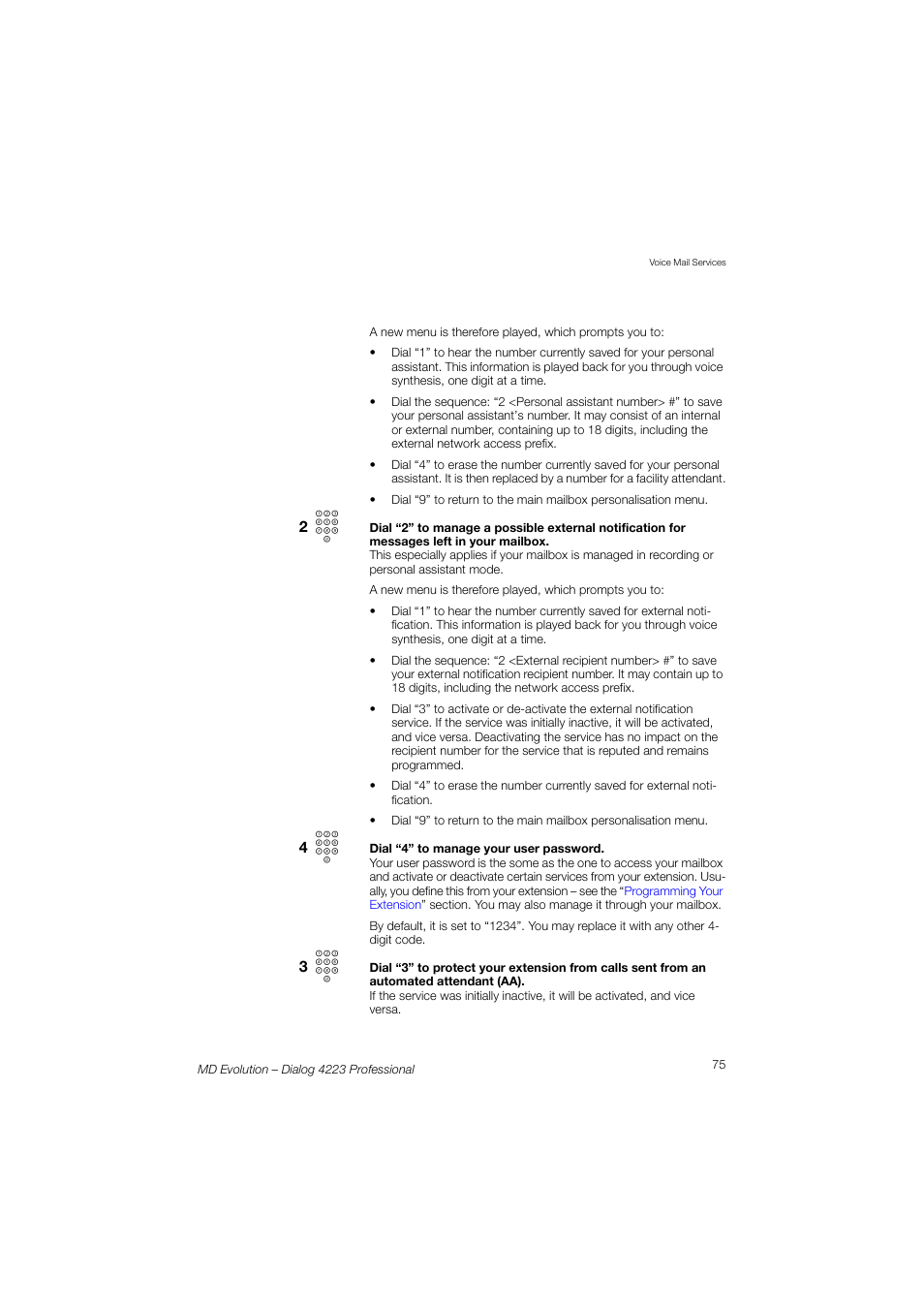 AASTRA 4223 Professional for MD Evolution User Guide User Manual | Page 75 / 165