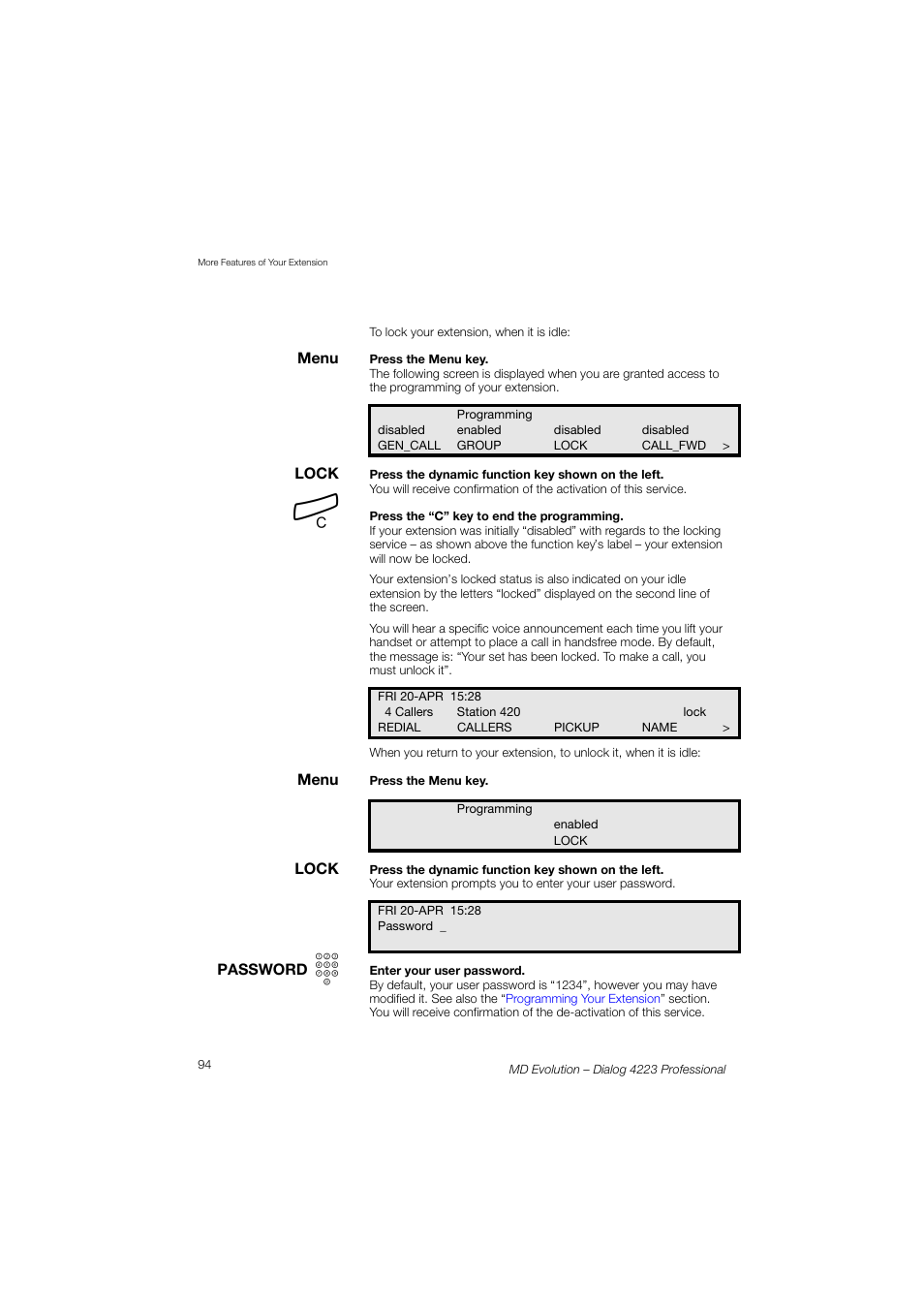 AASTRA 4223 Professional for MD Evolution User Guide User Manual | Page 94 / 165