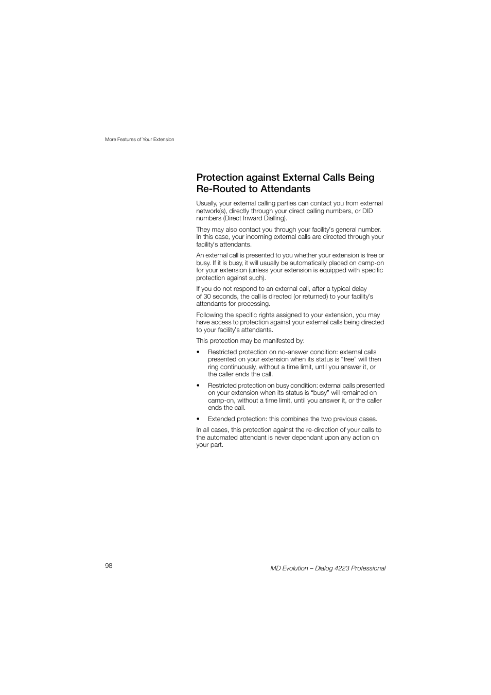 AASTRA 4223 Professional for MD Evolution User Guide User Manual | Page 98 / 165