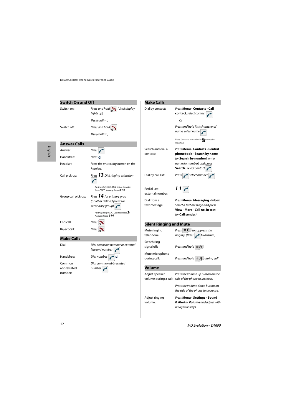 AASTRA DT690 for MD Evolution Quick Reference Guide User Manual | Page 12 / 80