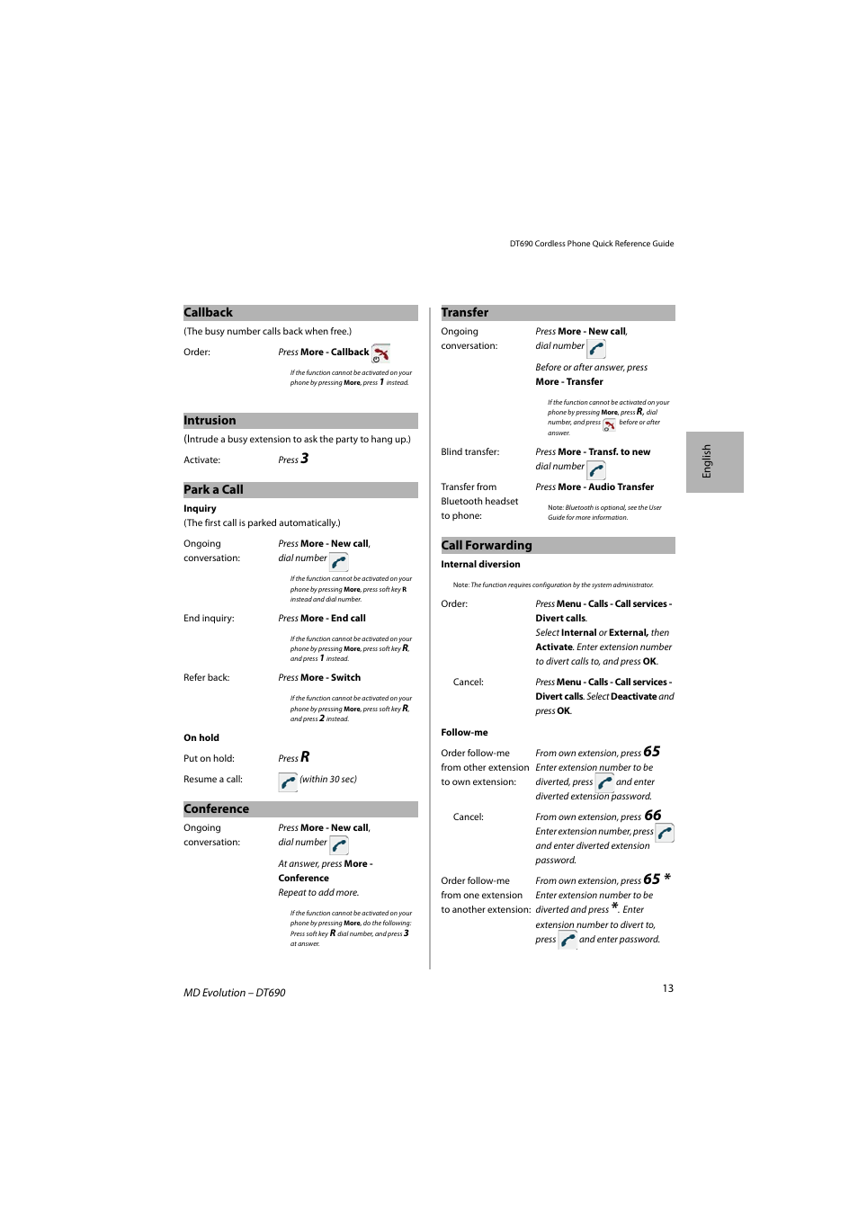 AASTRA DT690 for MD Evolution Quick Reference Guide User Manual | Page 13 / 80