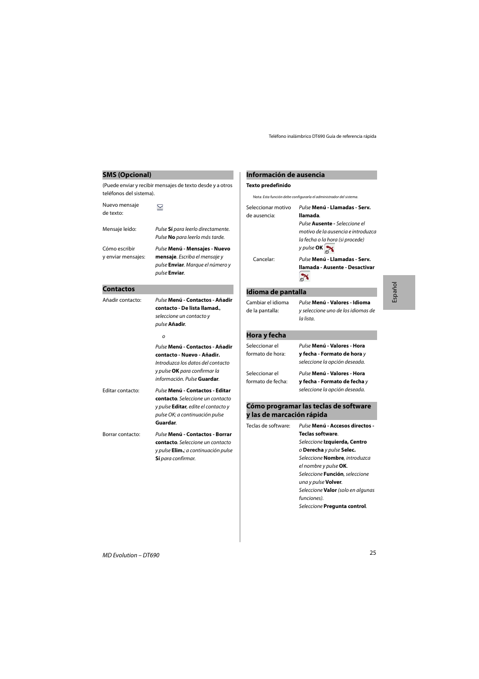 AASTRA DT690 for MD Evolution Quick Reference Guide User Manual | Page 25 / 80