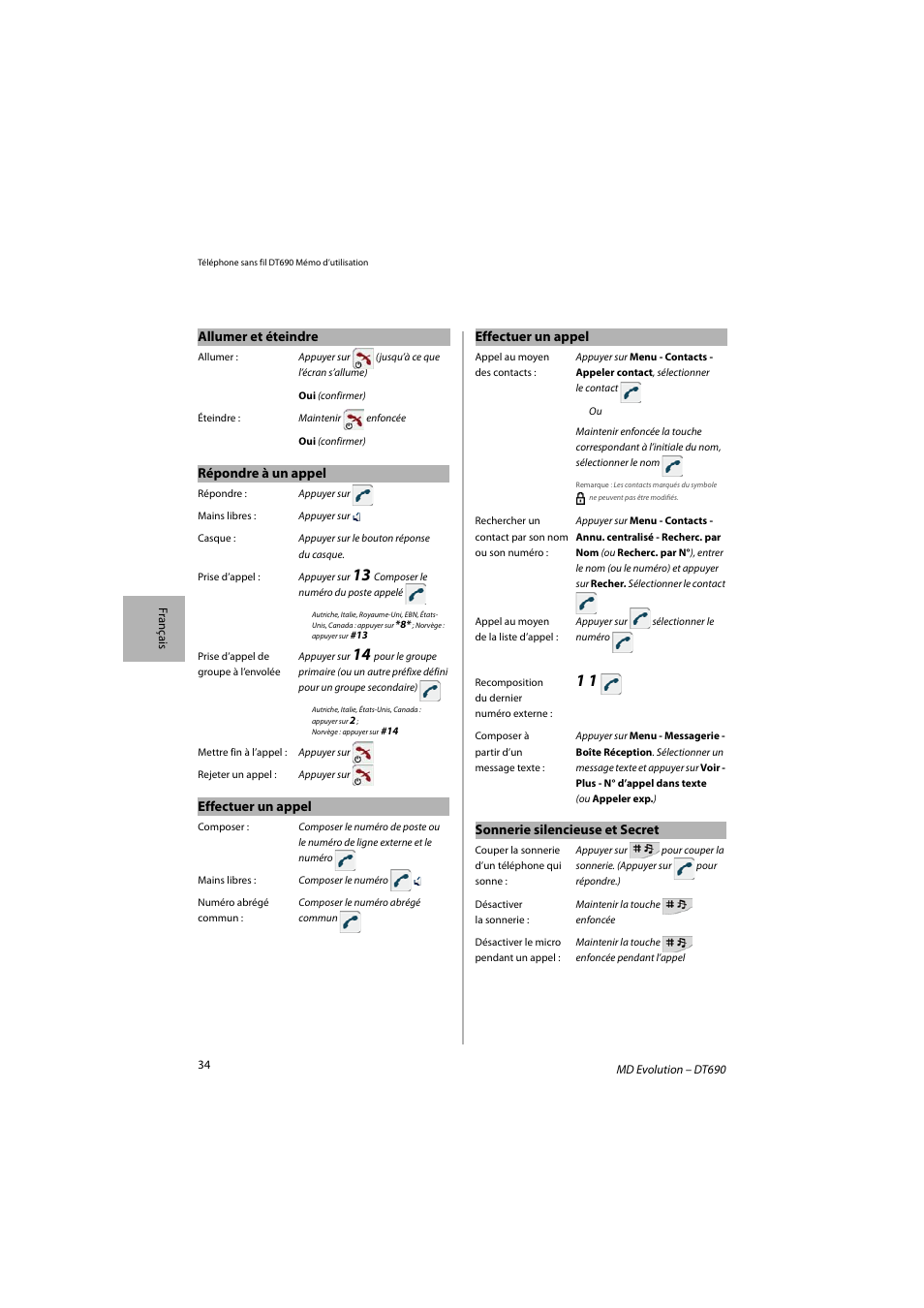 AASTRA DT690 for MD Evolution Quick Reference Guide User Manual | Page 34 / 80