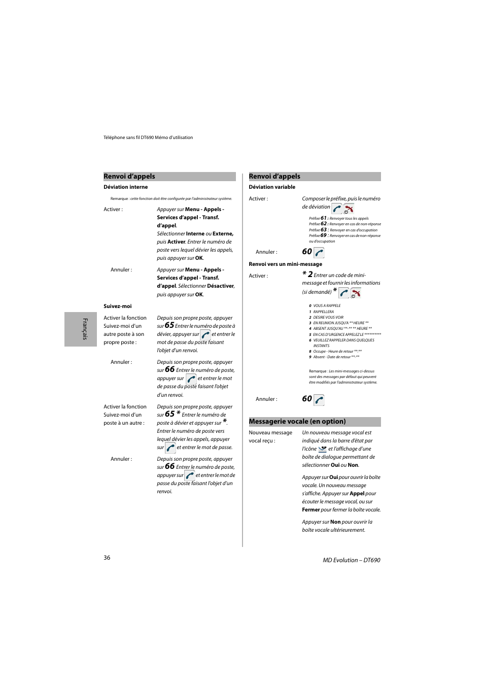AASTRA DT690 for MD Evolution Quick Reference Guide User Manual | Page 36 / 80