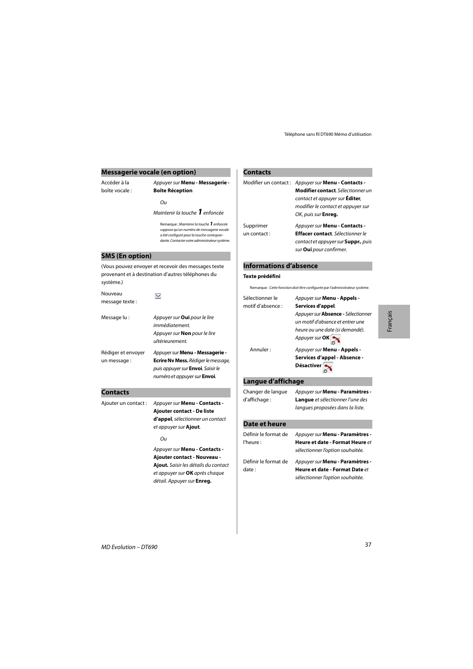 AASTRA DT690 for MD Evolution Quick Reference Guide User Manual | Page 37 / 80