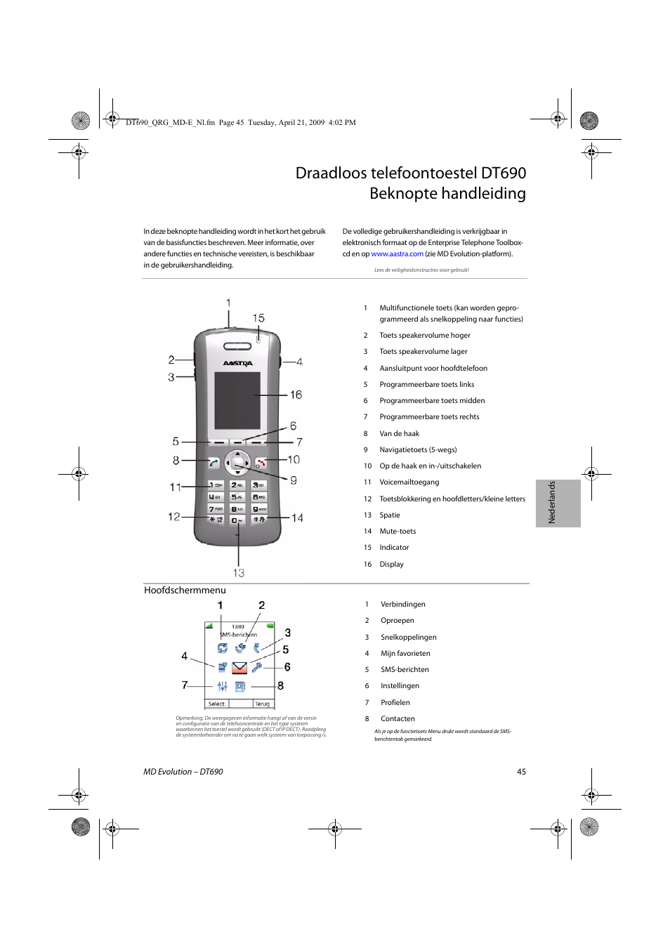 AASTRA DT690 for MD Evolution Quick Reference Guide User Manual | Page 45 / 80