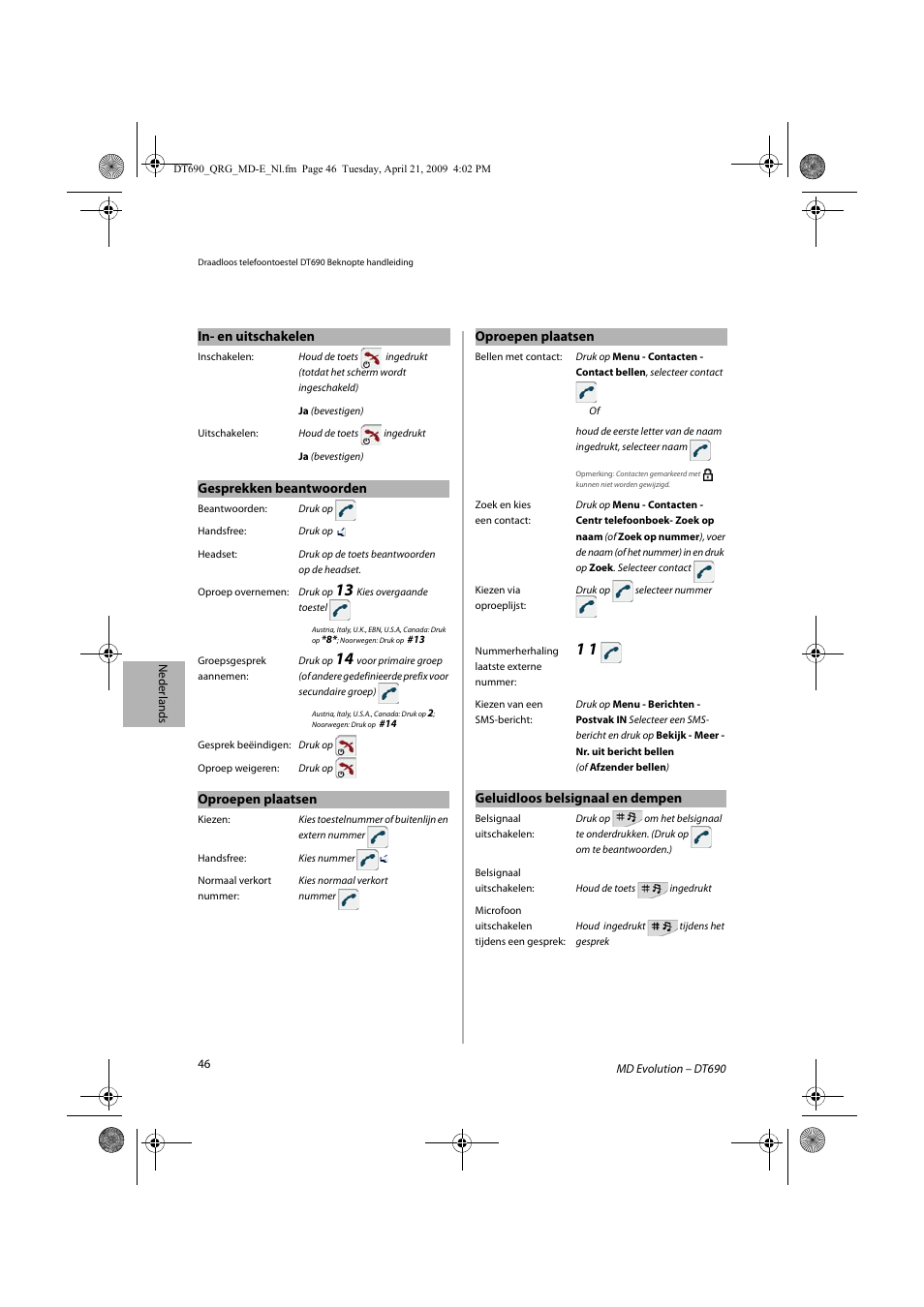 AASTRA DT690 for MD Evolution Quick Reference Guide User Manual | Page 46 / 80