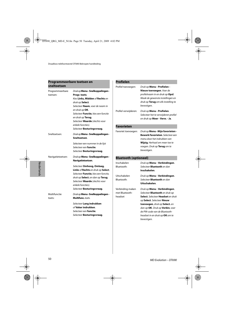 AASTRA DT690 for MD Evolution Quick Reference Guide User Manual | Page 50 / 80