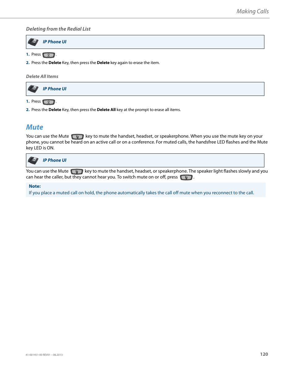 Deleting from the redial list, Mute, Making calls | AASTRA 6735i User Guide EN User Manual | Page 127 / 220