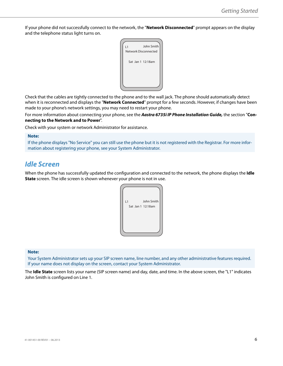 Idle screen, Getting started | AASTRA 6735i User Guide EN User Manual | Page 13 / 220
