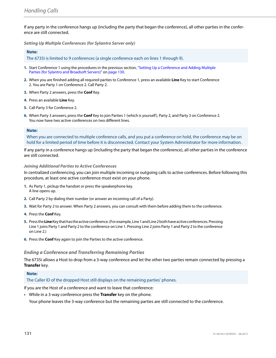 Handling calls | AASTRA 6735i User Guide EN User Manual | Page 138 / 220