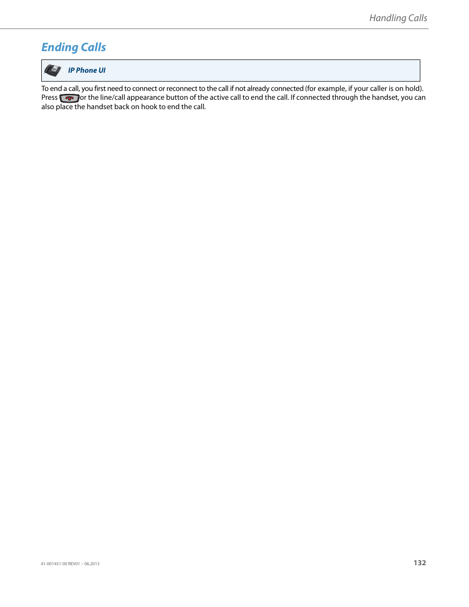 Ending calls, Handling calls | AASTRA 6735i User Guide EN User Manual | Page 139 / 220