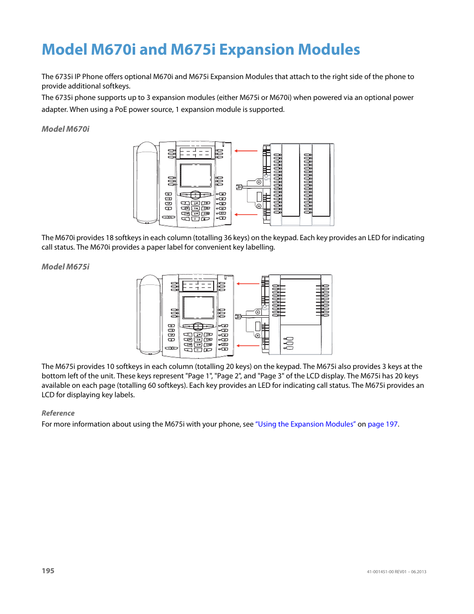 Model m670i and m675i expansion modules, Model m670i, Model m675i | Model m670i and, M675i expansion modules | AASTRA 6735i User Guide EN User Manual | Page 202 / 220